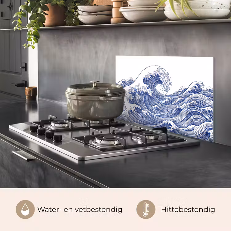 Golf - Japans - Zee - Illustratie - Blauw keuken achterwand spatscherm klein -usp_NL