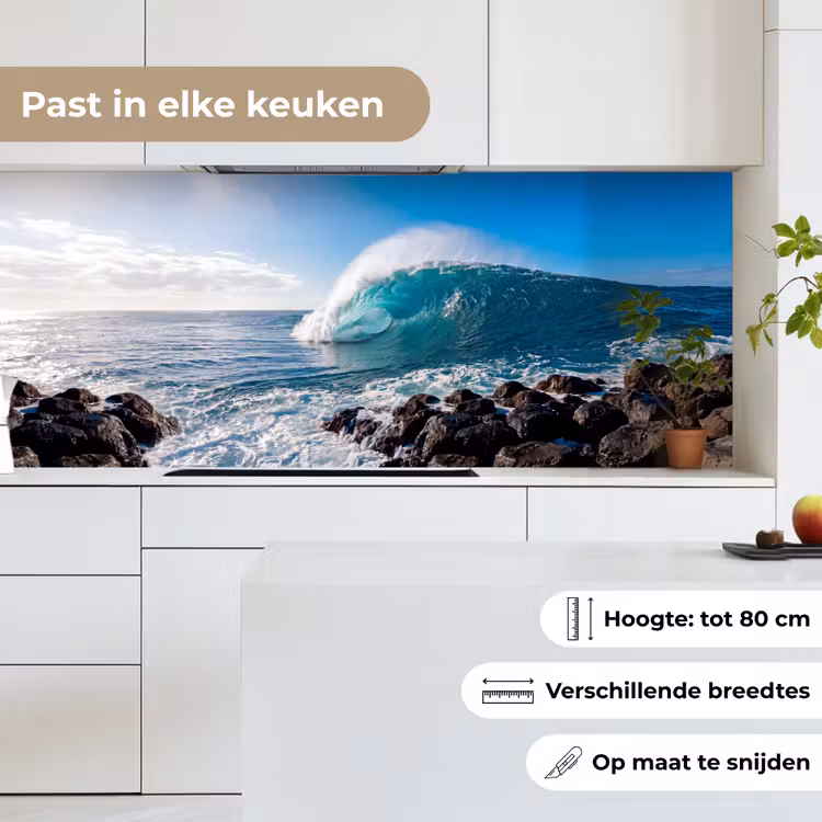 Golf - Oceaan - Brekend - Water - Blauw keuken achterwand 2 middel -sfeer4_NL