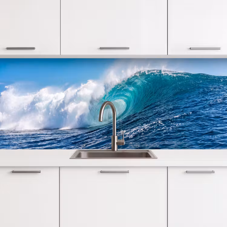Golf - Oceaan - Water - Dynamisch - Blauw keuken achterwand 2 middel -3d