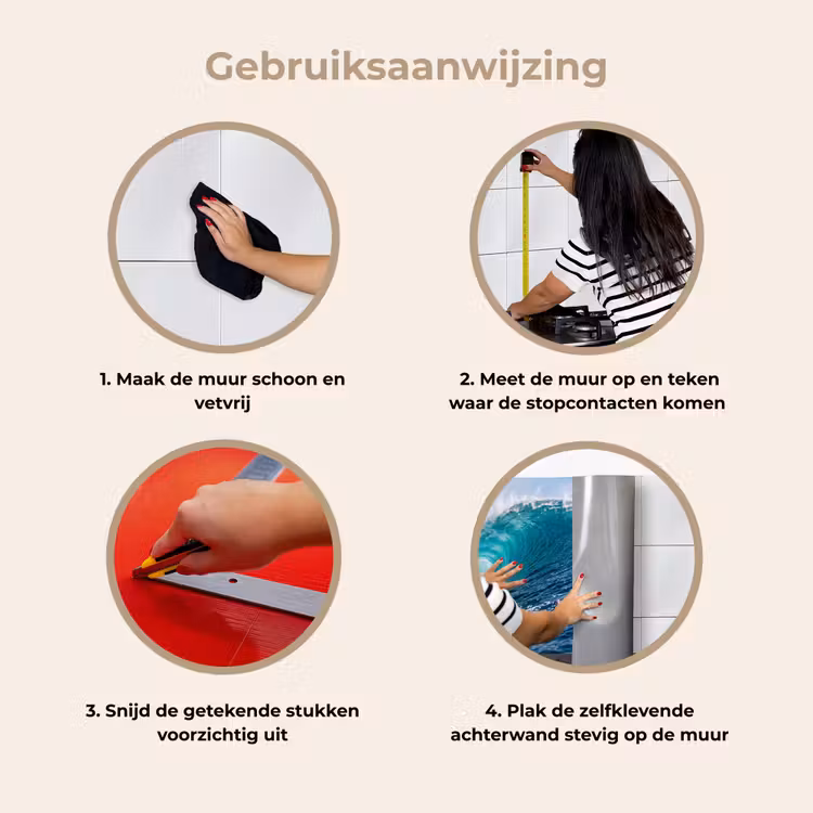 Golf - Oceaan - Water - Dynamisch - Blauw keuken achterwand 2 middel -gebruiksaanwijzing_NL