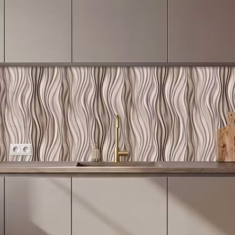 Golven - 3D - Crème keuken achterwand 2 middel 871 zz_3dshopping