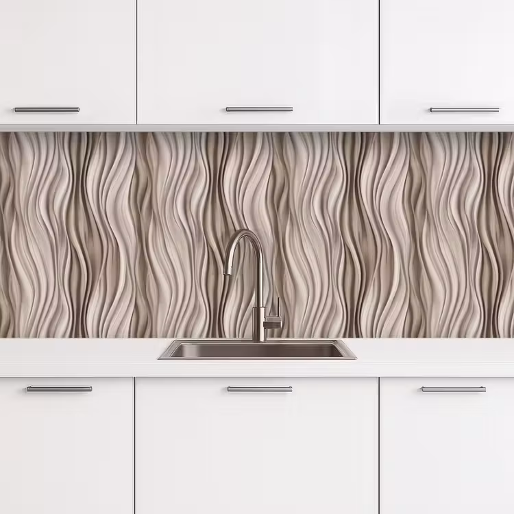 Golven - 3D - Crème keuken achterwand 2 middel 871 -3d