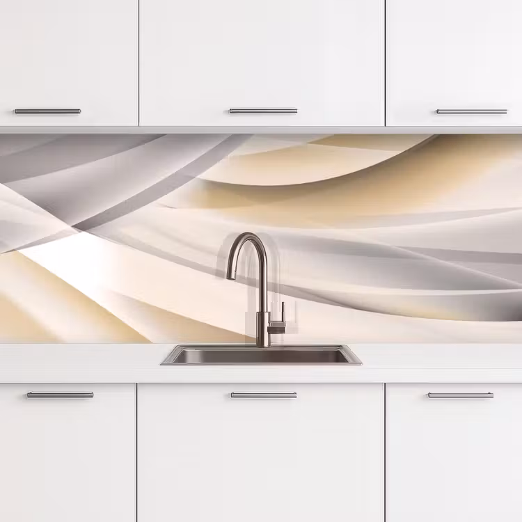 Golven - Abstract - Beige keuken achterwand 2 middel -3d
