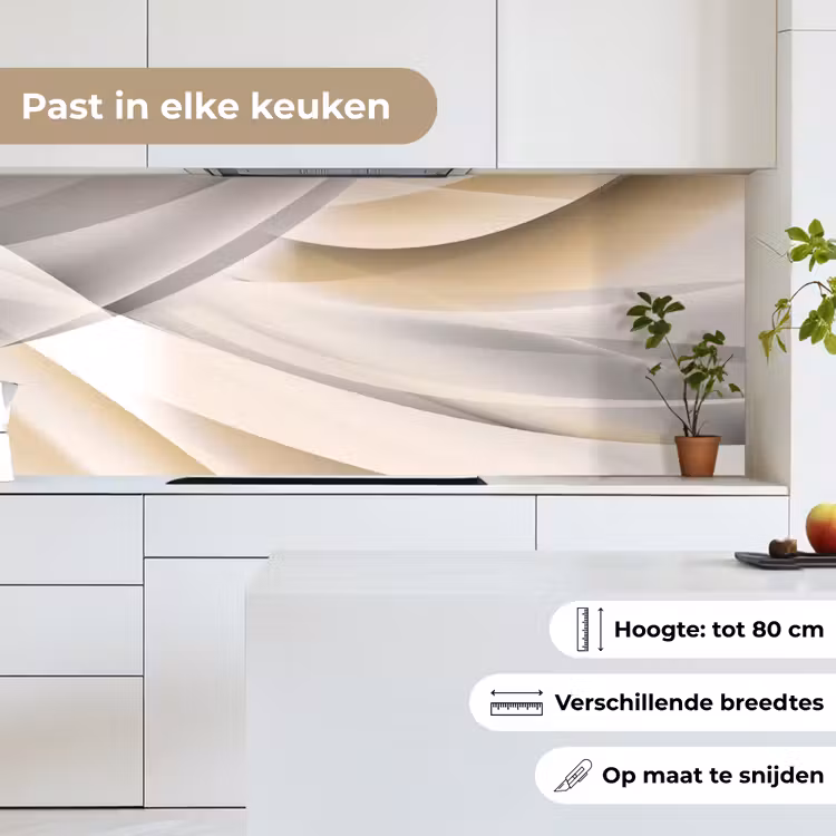 Golven - Abstract - Beige keuken achterwand 2 middel -sfeer4_NL