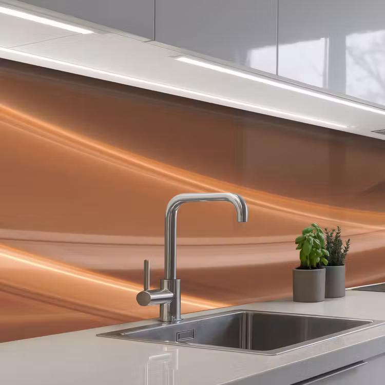Golven - Abstract - Bruin keuken achterwand 2 middel -3d_schuin