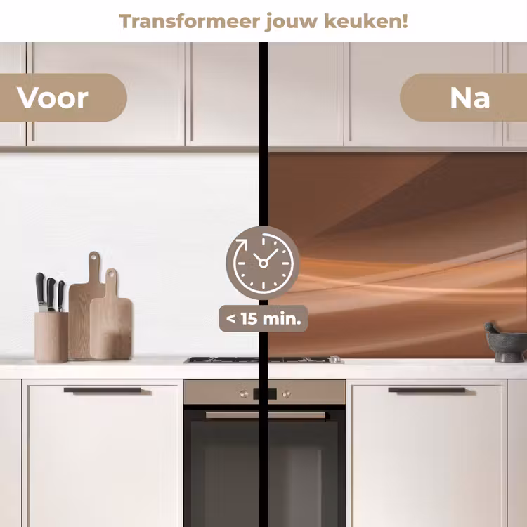 Golven - Abstract - Bruin keuken achterwand 2 middel -voor-na2_NL