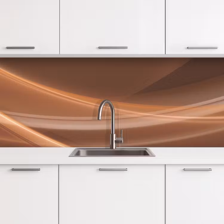 Golven - Abstract - Bruin keuken achterwand 2 middel -3d