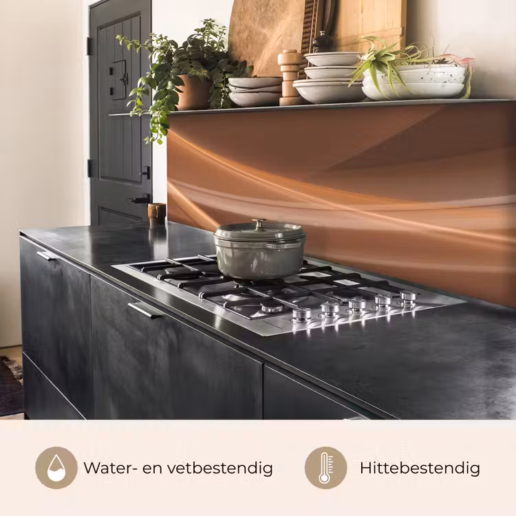 Golven - Abstract - Bruin keuken achterwand 2 middel -usp_NL