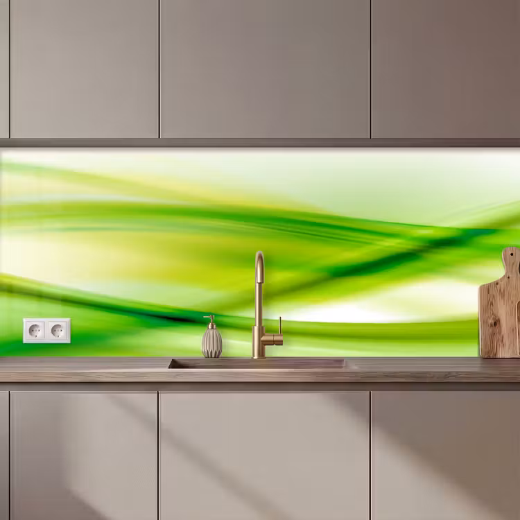 Golven - Abstract - Groen keuken achterwand 2 middel zz_3dshopping