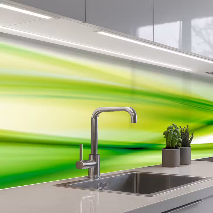 Golven - Abstract - Groen keuken achterwand 2 middel -3d_schuin