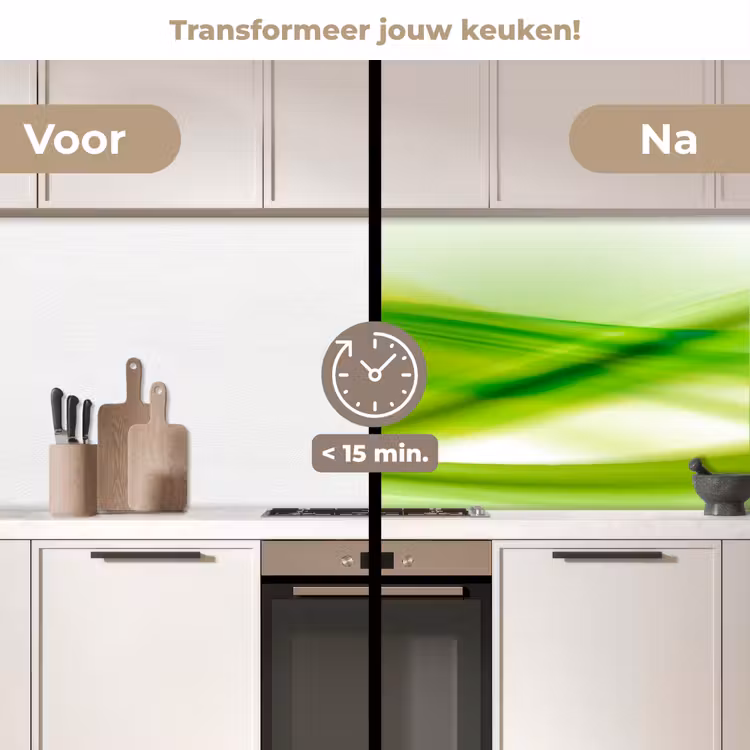 Golven - Abstract - Groen keuken achterwand 2 middel -voor-na2_NL
