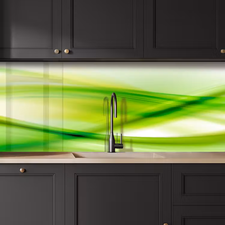Golven - Abstract - Groen keuken achterwand 2 middel -sfeer1