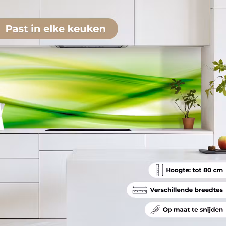 Golven - Abstract - Groen keuken achterwand 2 middel -sfeer4_NL