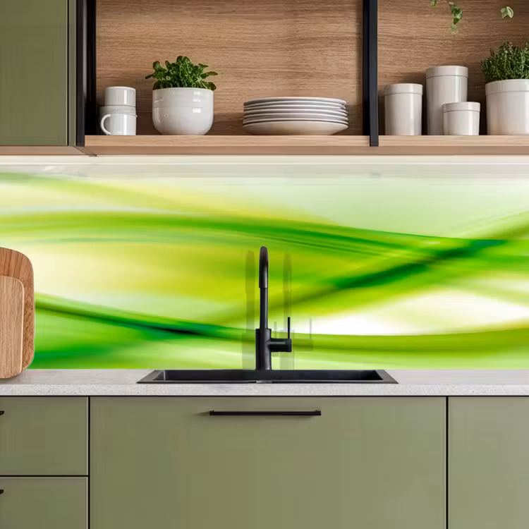 Golven - Abstract - Groen keuken achterwand 2 middel -sfeer3