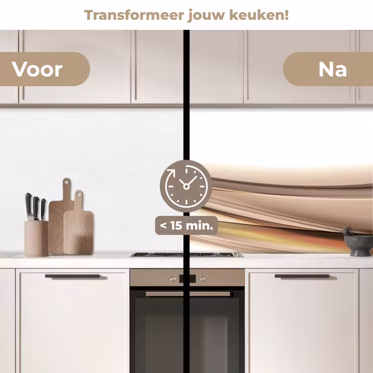 Golven - Abstract - Taupe keuken achterwand 2 middel -voor-na2_NL