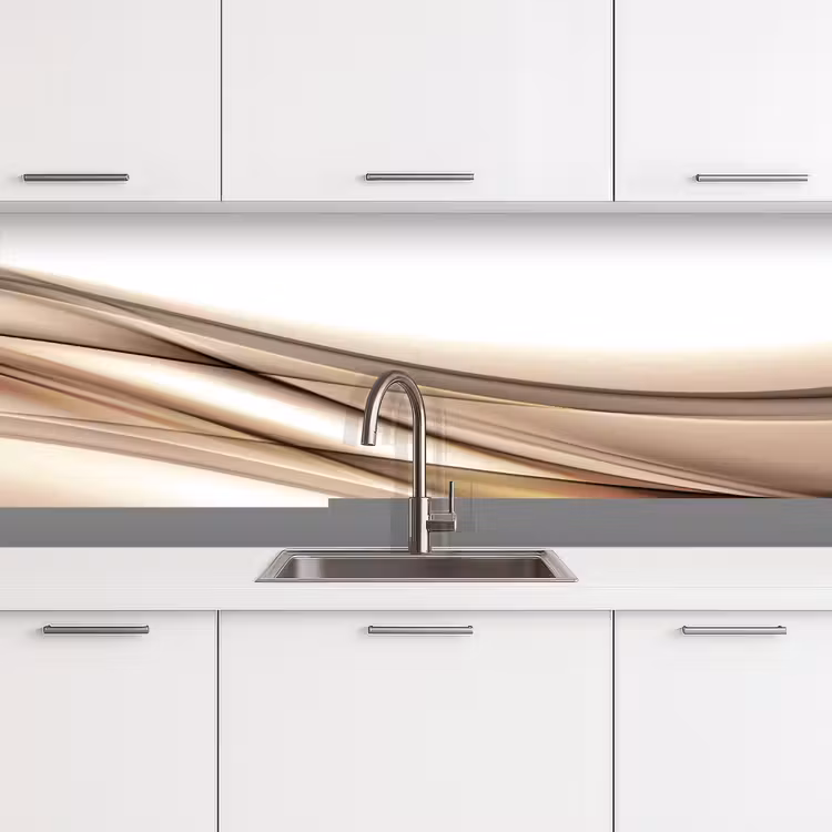 Golven - Abstract - Taupe keuken achterwand 2 middel -3d