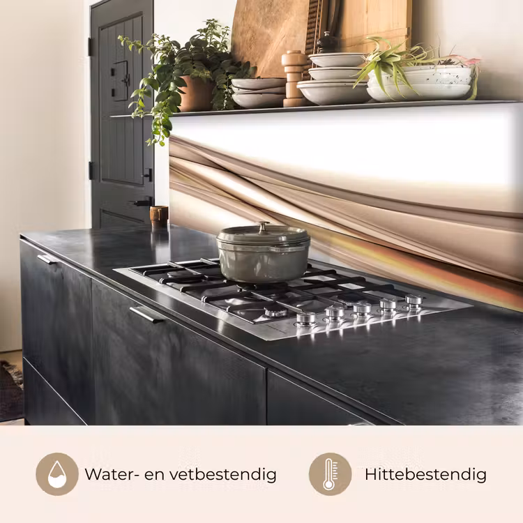 Golven - Abstract - Taupe keuken achterwand 2 middel -usp_NL