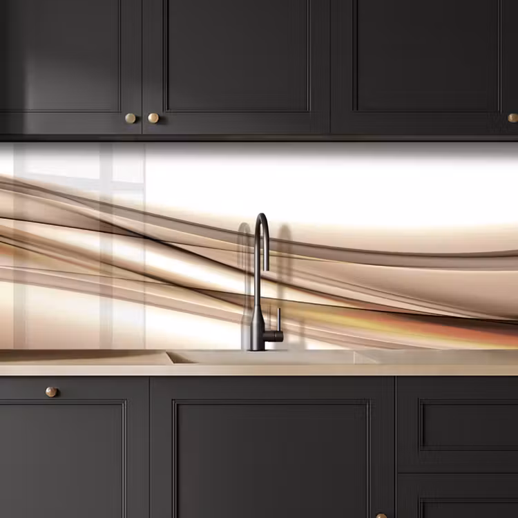 Golven - Abstract - Taupe keuken achterwand 2 middel -sfeer1