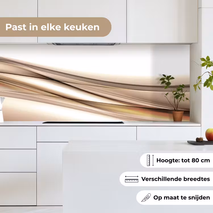 Golven - Abstract - Taupe keuken achterwand 2 middel -sfeer4_NL