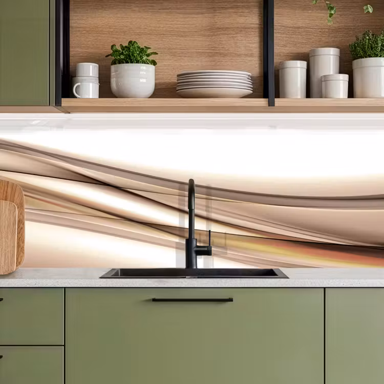 Golven - Abstract - Taupe keuken achterwand 2 middel -sfeer3