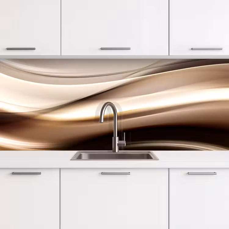 Golven - Abstract - Warm Beige keuken achterwand 2 middel -3d