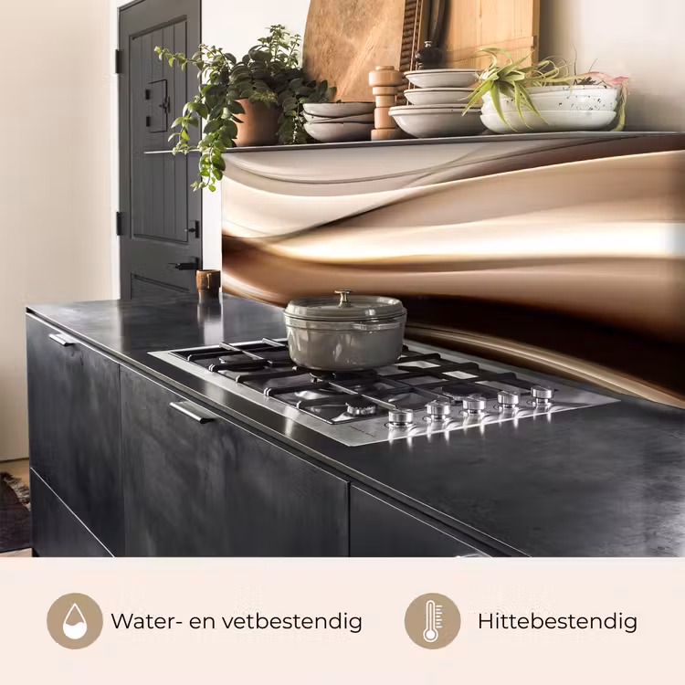 Golven - Abstract - Warm Beige keuken achterwand 2 middel -usp_NL