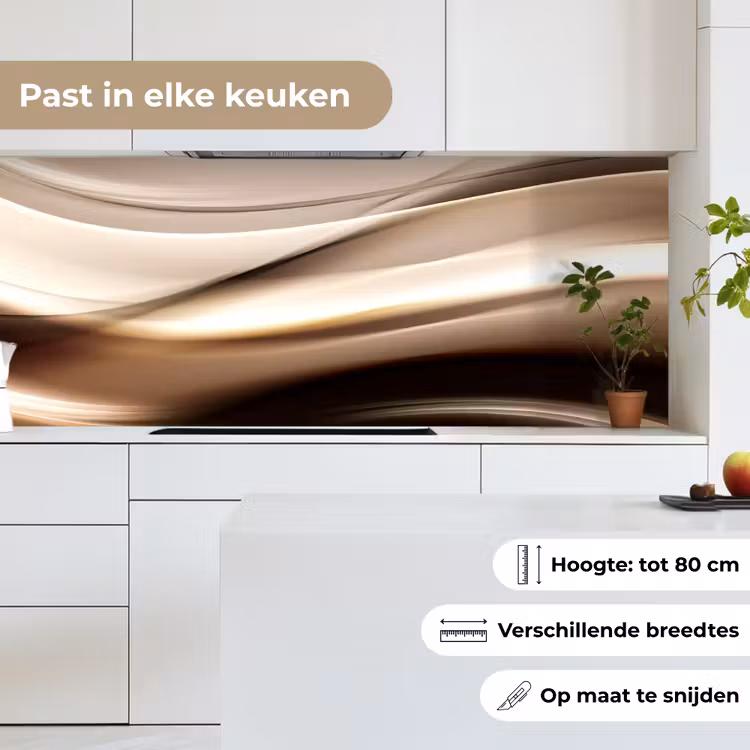 Golven - Abstract - Warm Beige keuken achterwand 2 middel -sfeer4_NL
