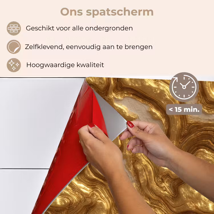 Golven - Organisch - Goud - Crème keuken achterwand spatscherm klein 900 -spatscherm_NL