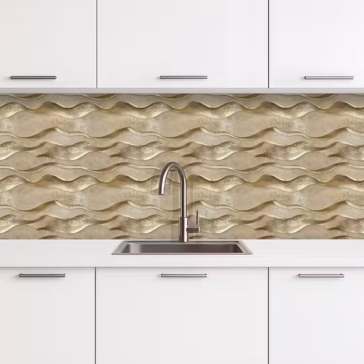 Golven - Patroon - Goud keuken achterwand 2 middel 871 -3d