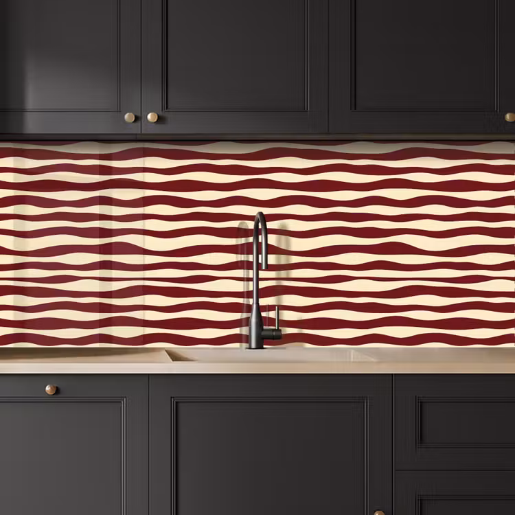 Golven - Rood - Patroon - Crème keuken achterwand 2 middel 871 -sfeer1