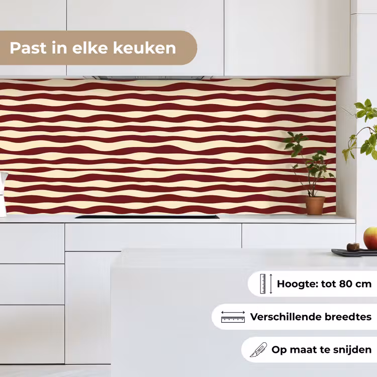 Golven - Rood - Patroon - Crème keuken achterwand 2 middel 871 -sfeer4_NL