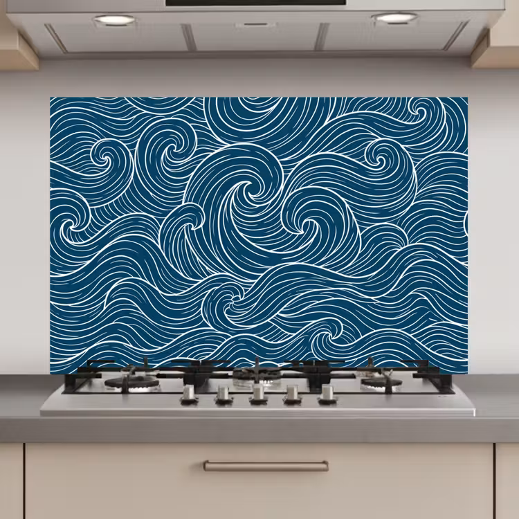 Golven - Spiraal - Water - Abstract - Blauw keuken achterwand spatscherm klein -3d_website