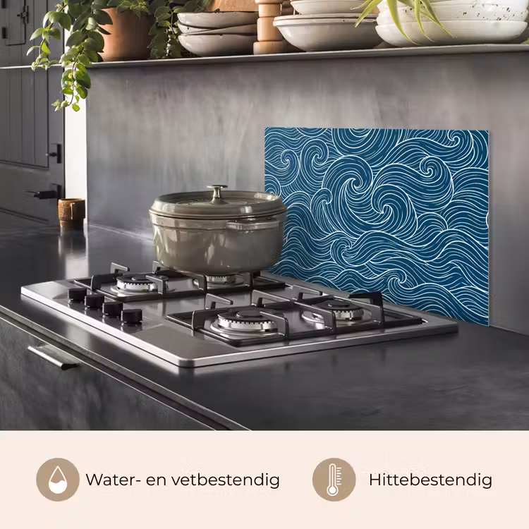 Golven - Spiraal - Water - Abstract - Blauw keuken achterwand spatscherm klein -usp_NL