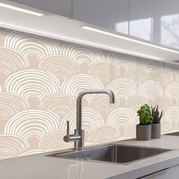 Golven - Structuur - Beige keuken achterwand 2 middel 871 -3d_schuin