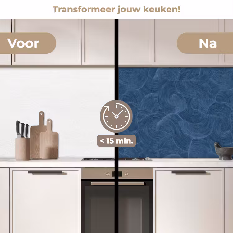 Golven - Textuur - Patroon - Blauw keuken achterwand 2 middel 871 -voor-na2_NL
