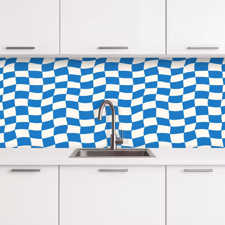 Golvend - Patroon - Blauw keuken achterwand 2 middel 871 -3d