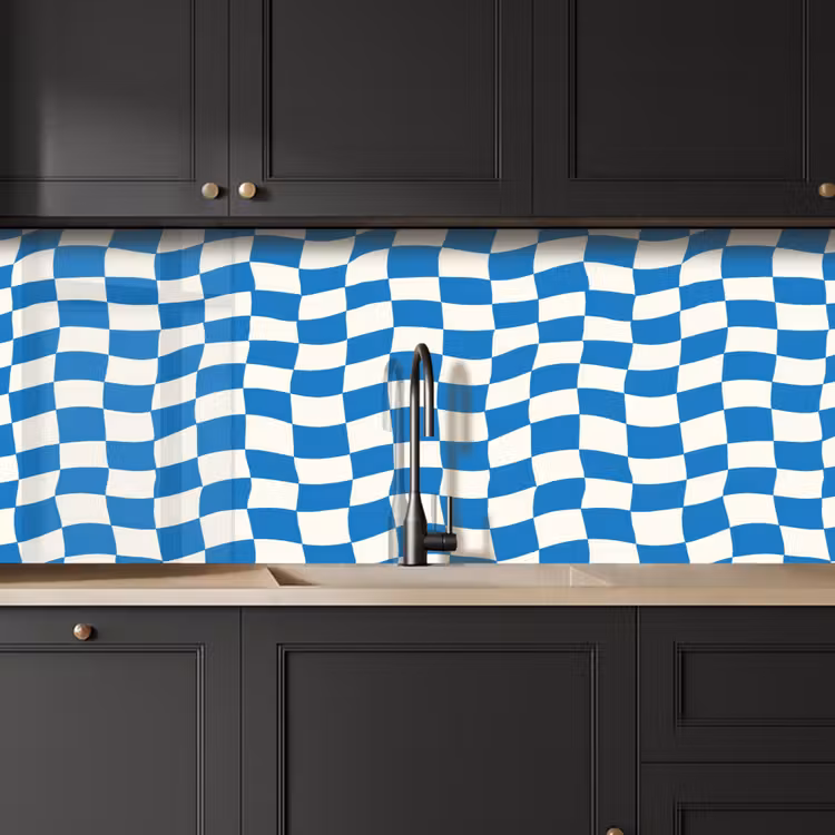 Golvend - Patroon - Blauw keuken achterwand 2 middel 871 -sfeer1