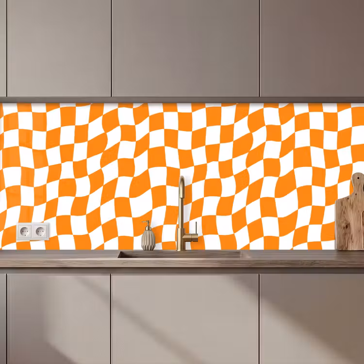Golvend - Patroon - Oranje keuken achterwand 2 middel 871 zz_3dshopping