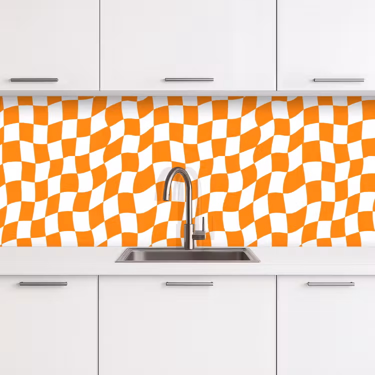 Golvend - Patroon - Oranje keuken achterwand 2 middel 871 -3d