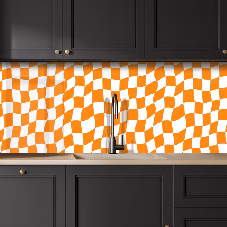 Golvend - Patroon - Oranje keuken achterwand 2 middel 871 -sfeer1