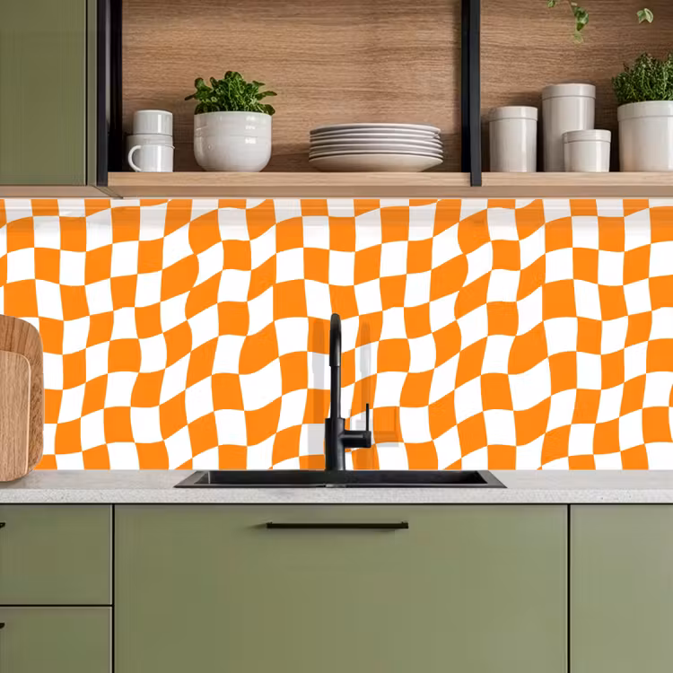 Golvend - Patroon - Oranje keuken achterwand 2 middel 871 -sfeer3