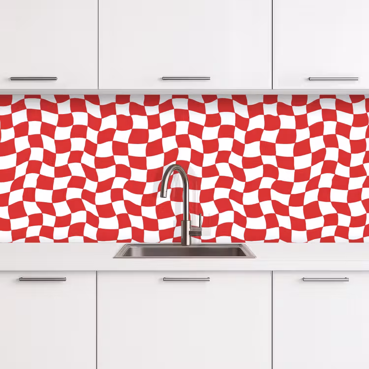 Golvend - Patroon - Rood keuken achterwand 2 middel 871 -3d
