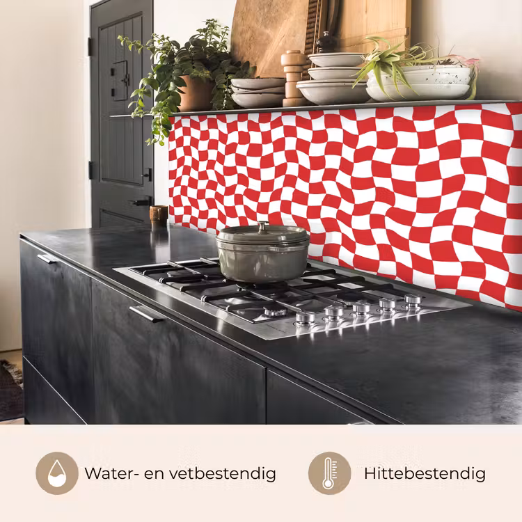 Golvend - Patroon - Rood keuken achterwand 2 middel 871 -usp_NL