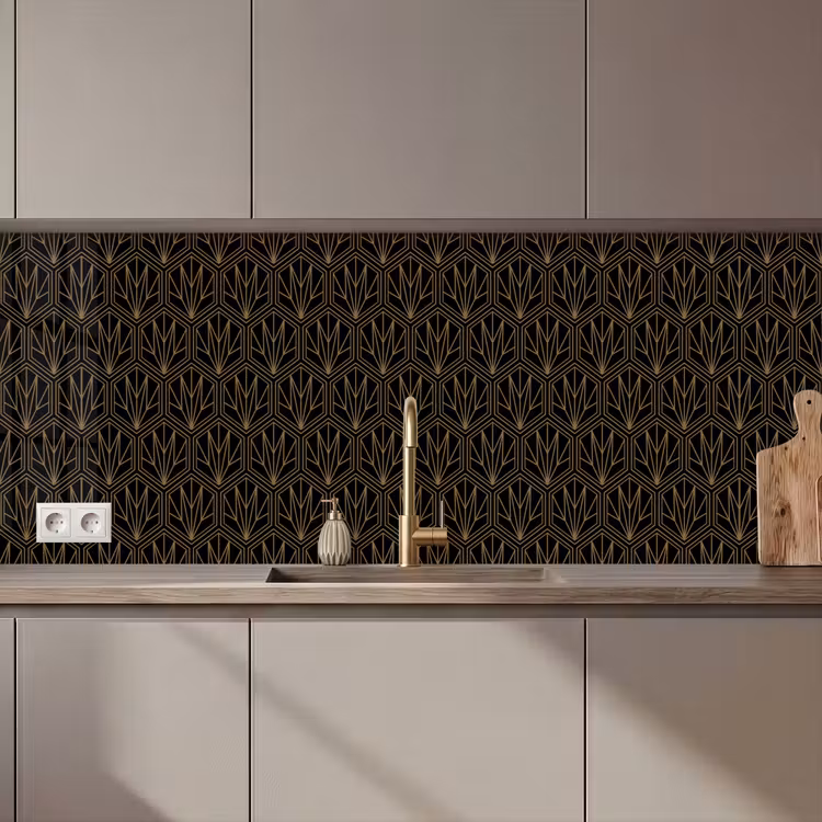 Goud - Zwart - Lijnen keuken achterwand 2 middel 871 zz_3dshopping