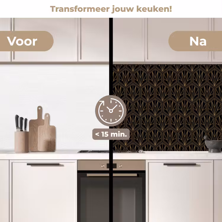 Goud - Zwart - Lijnen keuken achterwand 2 middel 871 -voor-na2_NL