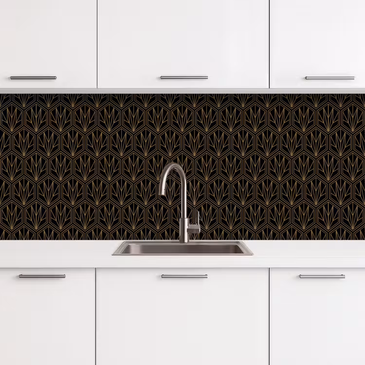 Goud - Zwart - Lijnen keuken achterwand 2 middel 871 -3d