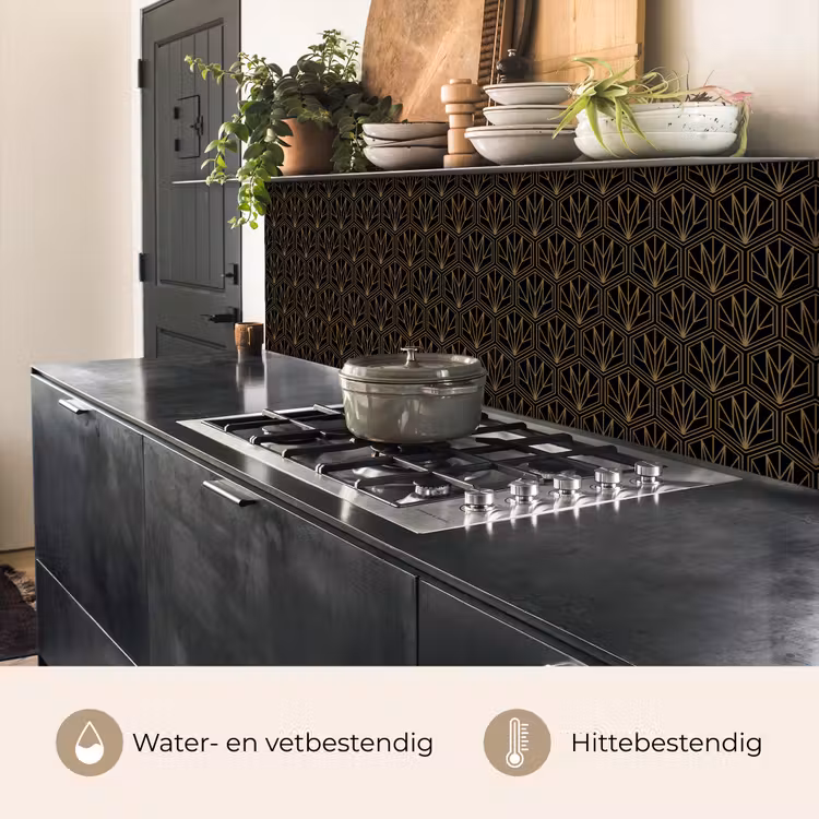 Goud - Zwart - Lijnen keuken achterwand 2 middel 871 -usp_NL