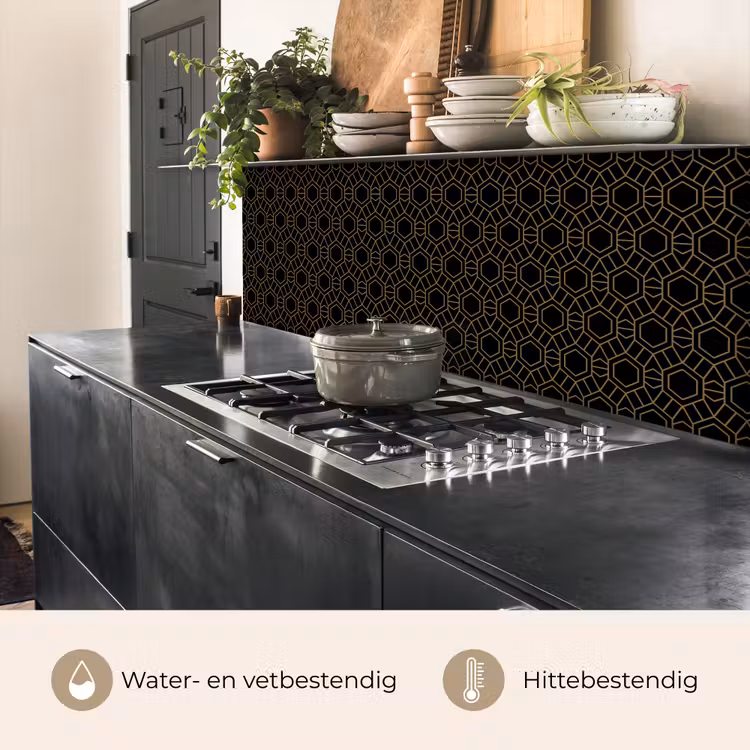 Goud - Zwart - Rozetstructuur keuken achterwand 2 middel 871 -usp_NL