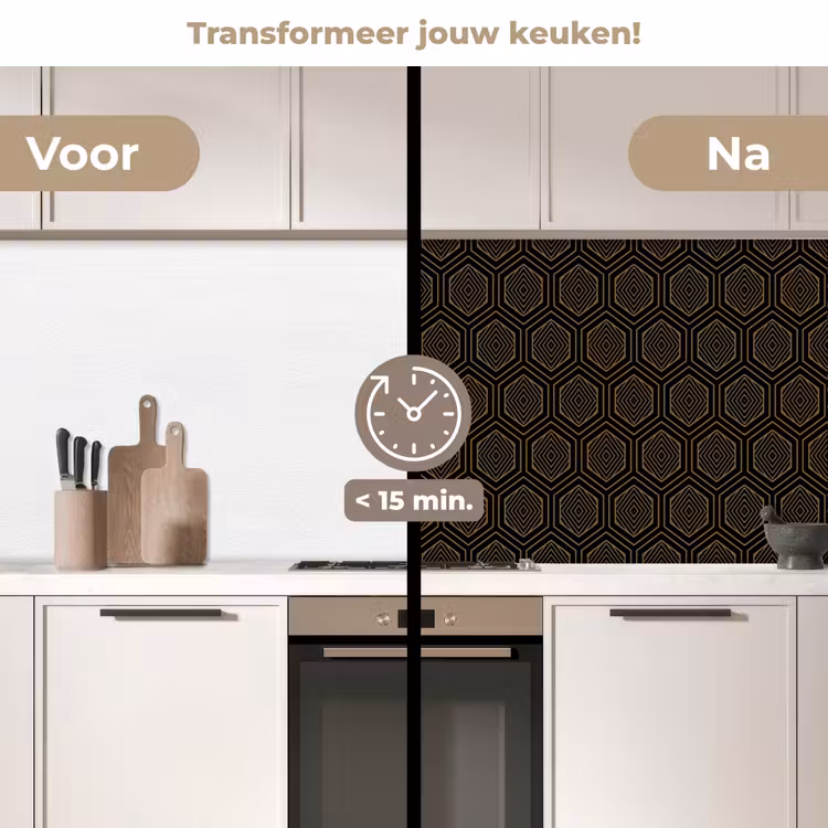 Goud - Zwart - Tunnel keuken achterwand 2 middel 871 -voor-na2_NL