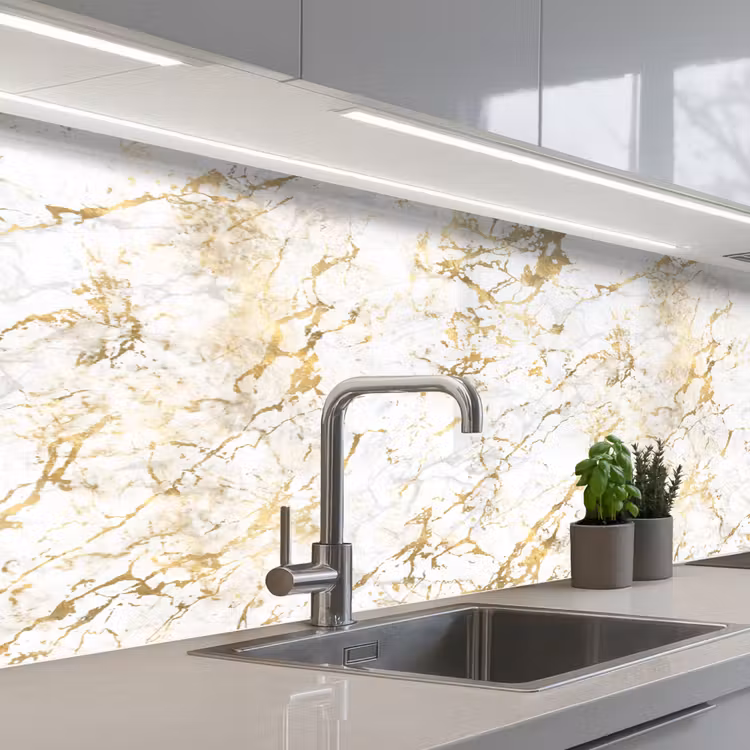 Goudspatten - Wit - Marmer keuken achterwand 2 middel 871 -3d_schuin